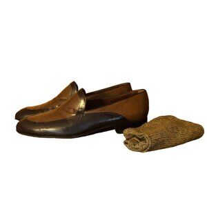 Bally Vintage Italian Leather 2-tone Slip On Dress Shoes Handmade in Italy